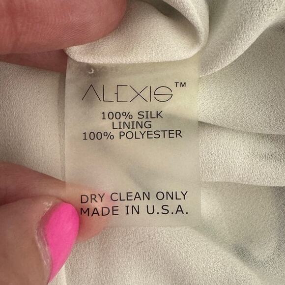 Alexis Giovanna Flounce Bell Sleeve 100% silk watercolor Mini Dress size US 8-10 - Picture 7 of 10